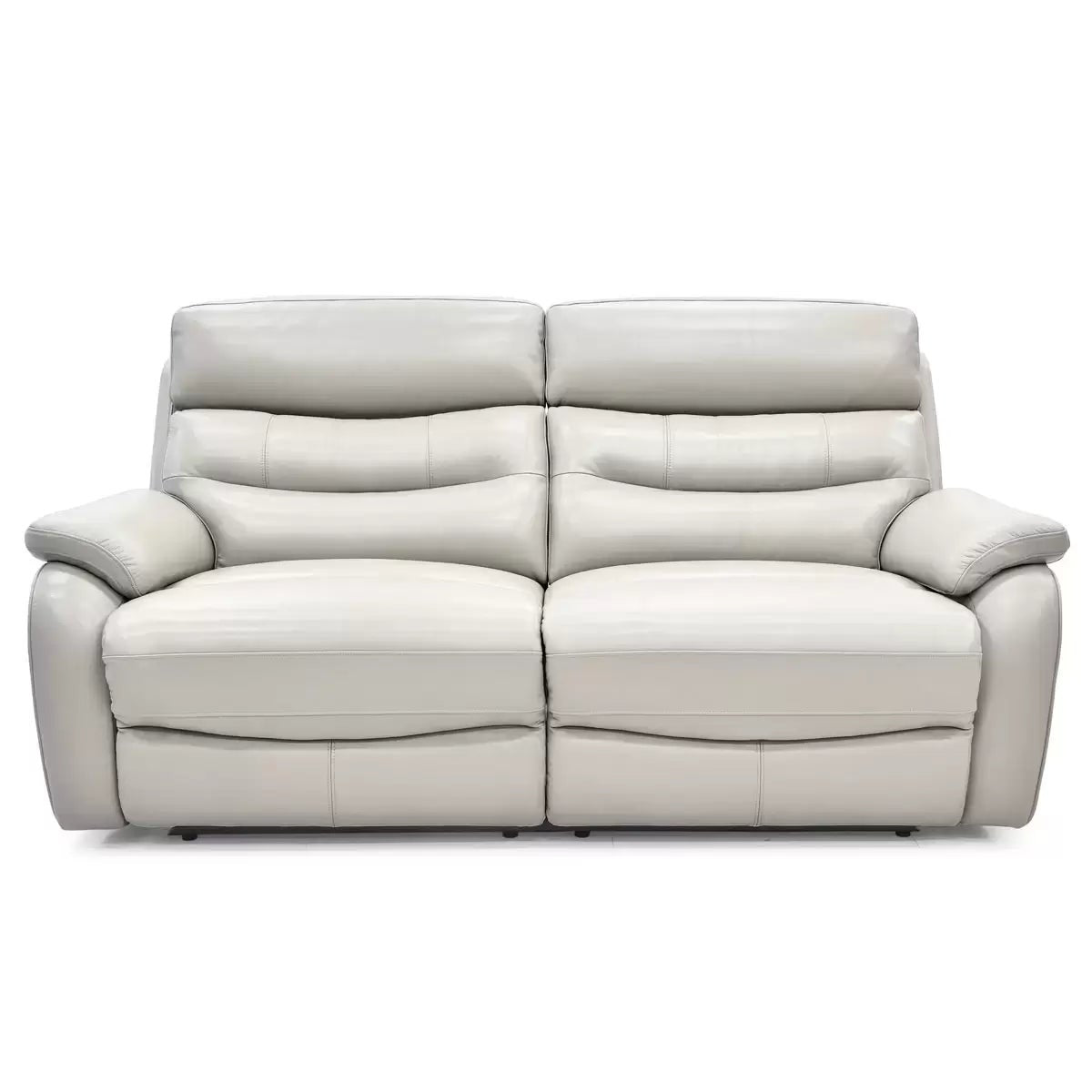 Fletcher Light Grey Leather Power Reclining Large 2 Seater Sofa with Power Headrest, view 6