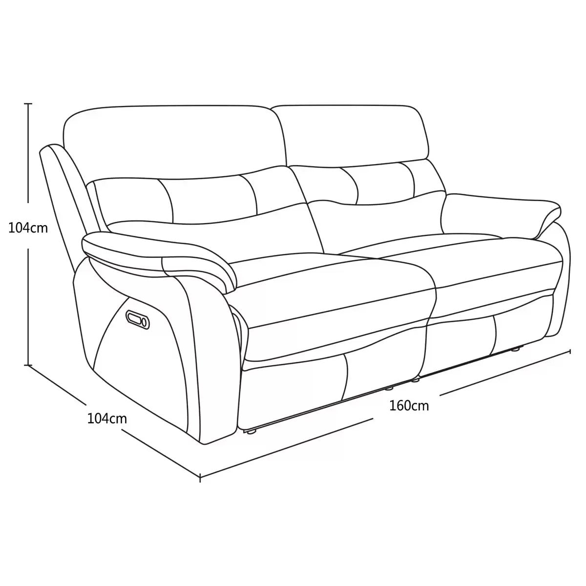 Fletcher Light Grey Leather Power Reclining 2 Seater Sofa with Power Headrest, view 2