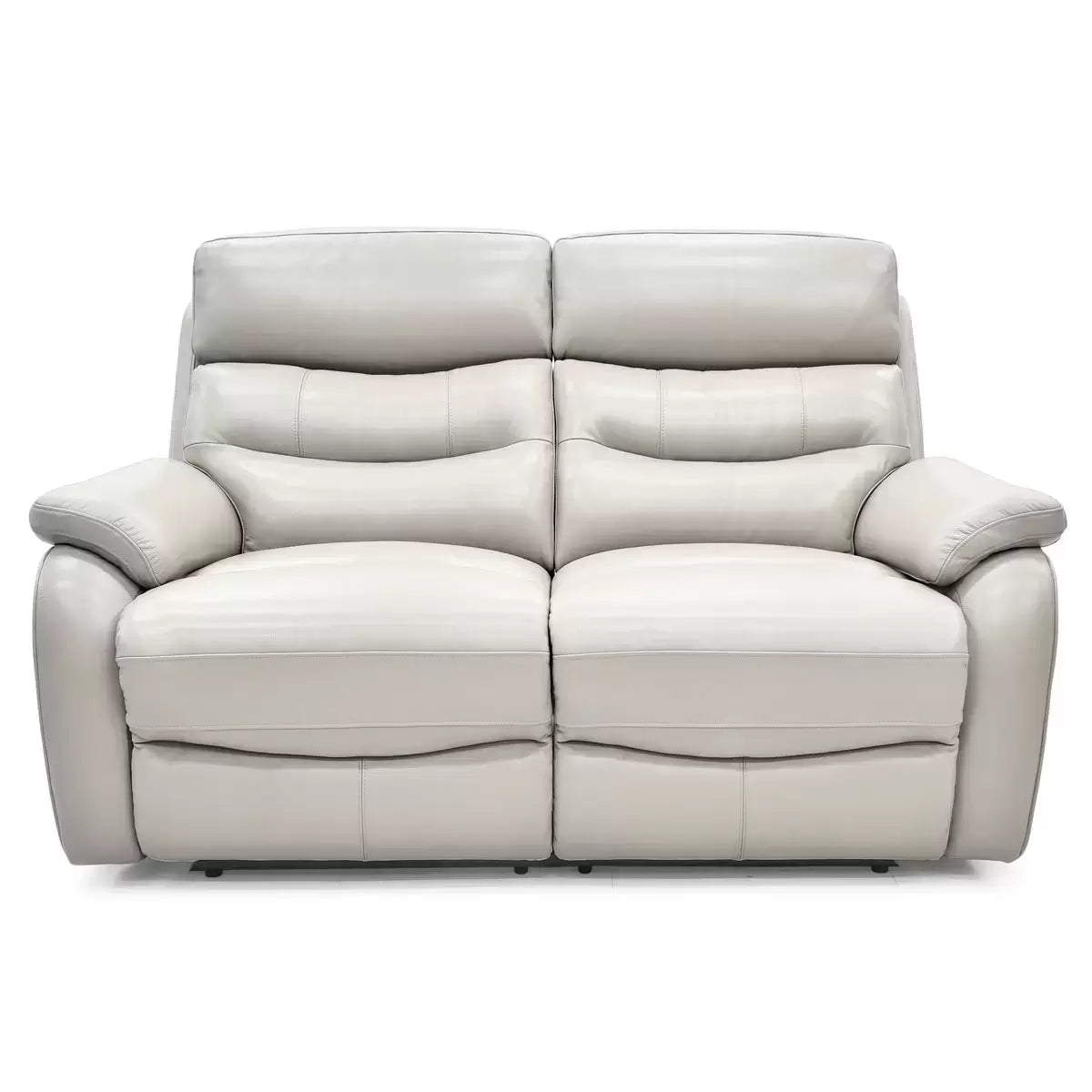 Fletcher Light Grey Leather Power Reclining 2 Seater Sofa with Power Headrest
