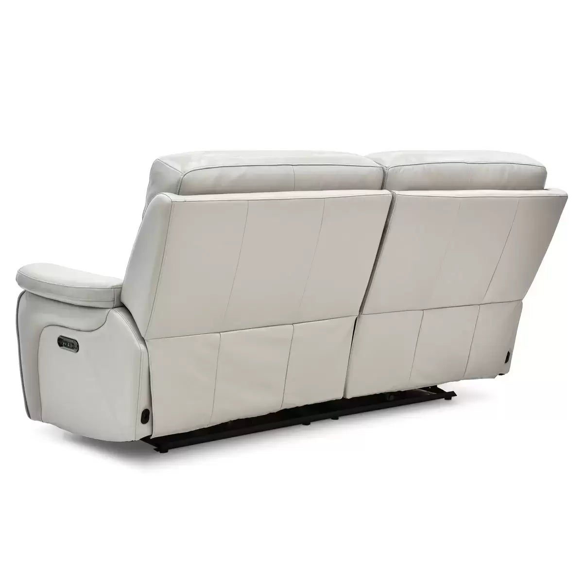 Fletcher Light Grey Leather Power Reclining Large 2 Seater Sofa with Power Headrest, view 8