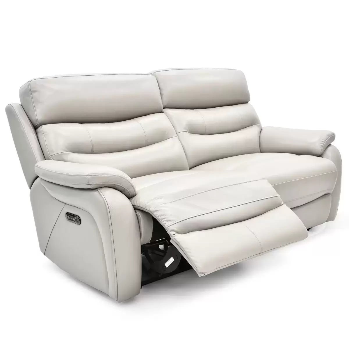 Fletcher Light Grey Leather Power Reclining Large 2 Seater Sofa with Power Headrest, view 7