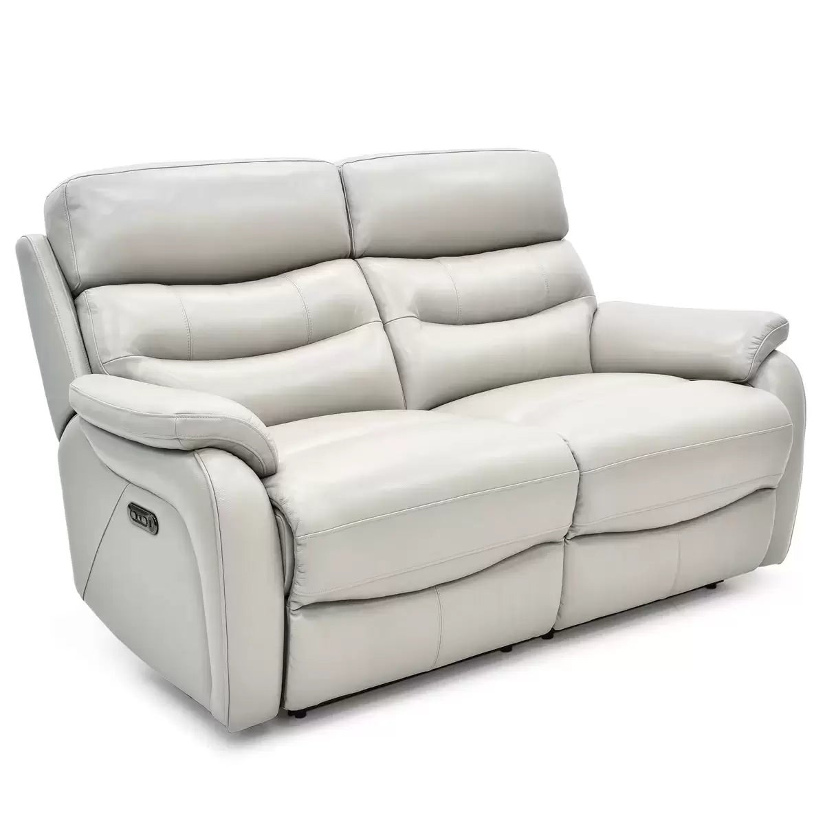 Fletcher Light Grey Leather Power Reclining 2 Seater Sofa with Power Headrest, view 7