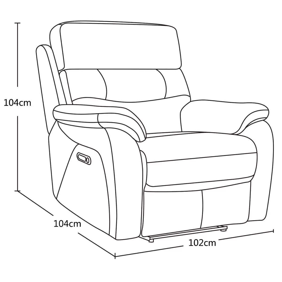 Fletcher Light Grey Leather Power Recliner Armchair with Power Headrest, view 2