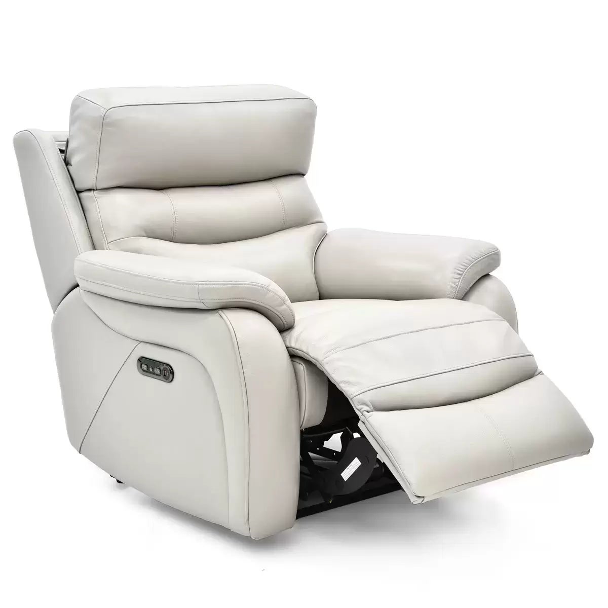 Fletcher Light Grey Leather Power Recliner Armchair with Power Headrest, view 4
