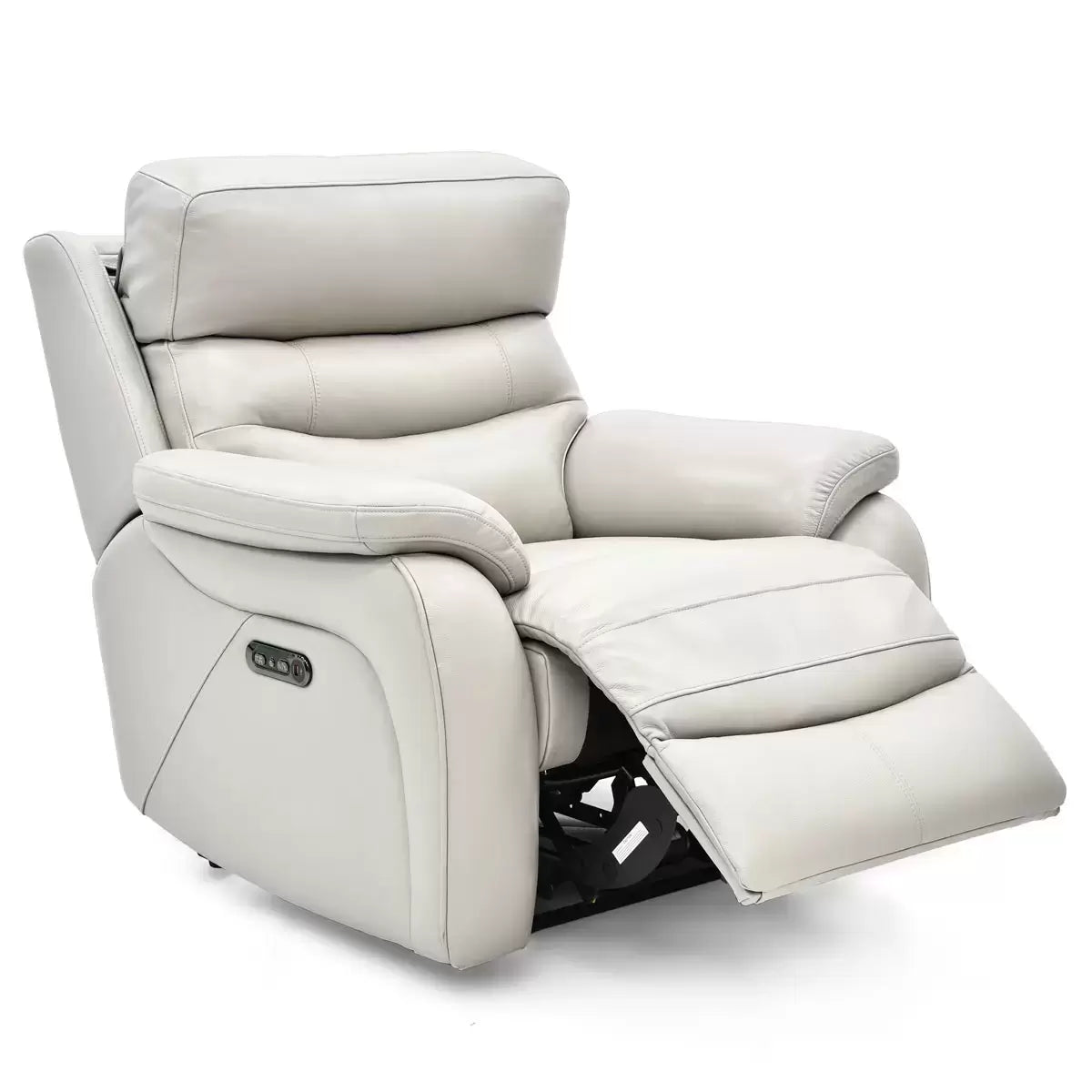 Fletcher Light Grey Leather Power Recliner Armchair with Power Headrest