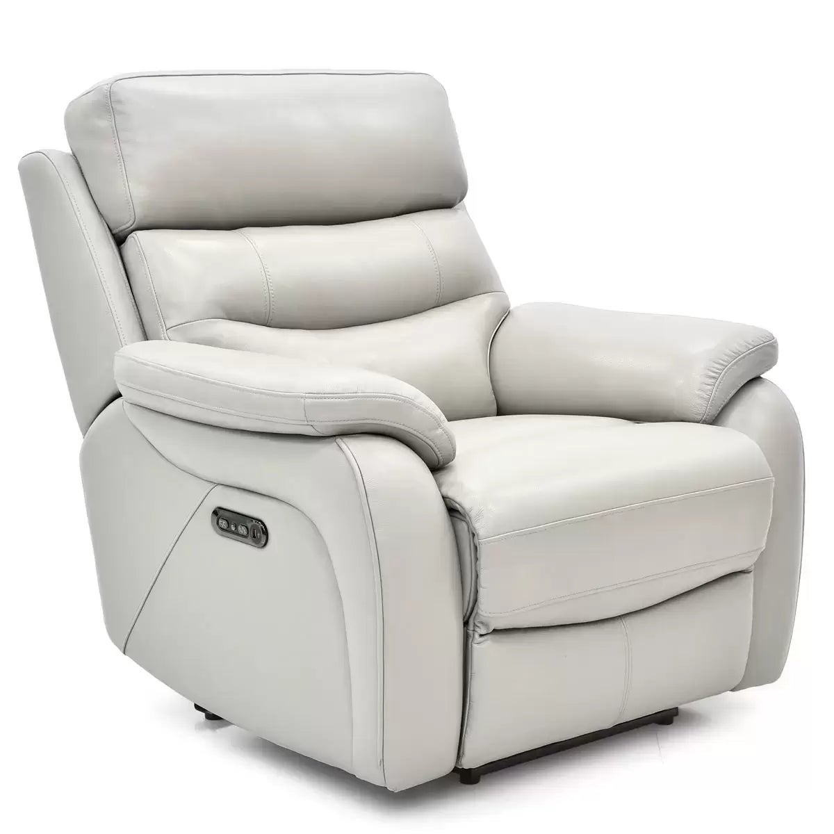 Fletcher Light Grey Leather Power Recliner Armchair with Power Headrest, view 7