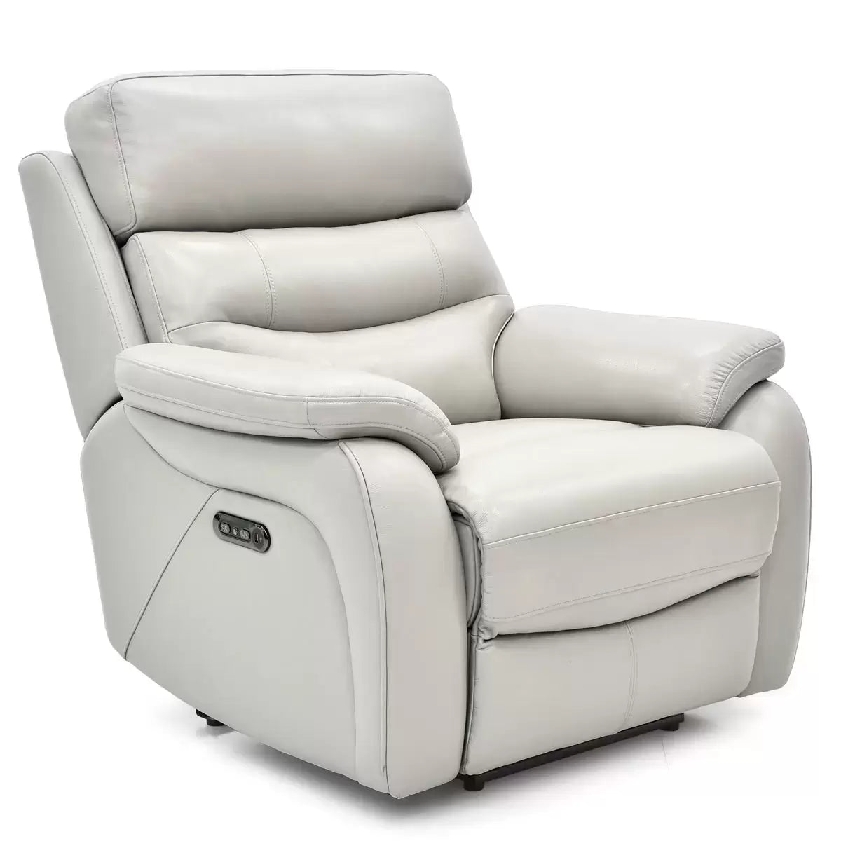 Fletcher Light Grey Leather Power Recliner Armchair with Power Headrest