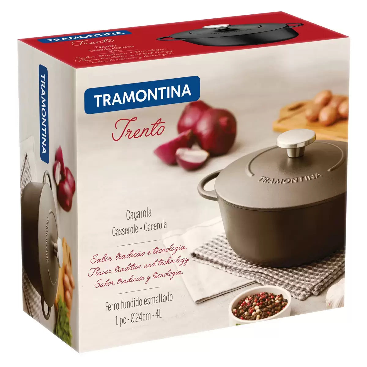 Tramontina Enamelled Cast Iron Casserole Dish, 24cm / 4.0L