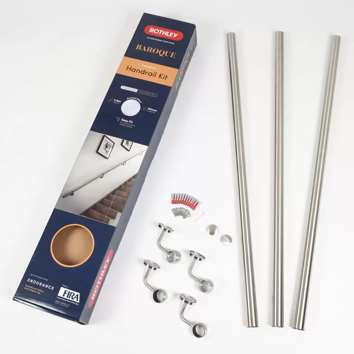 Rothley Stainless Steel Hand Rail Kit, 3.6m - available in 3 Finishes