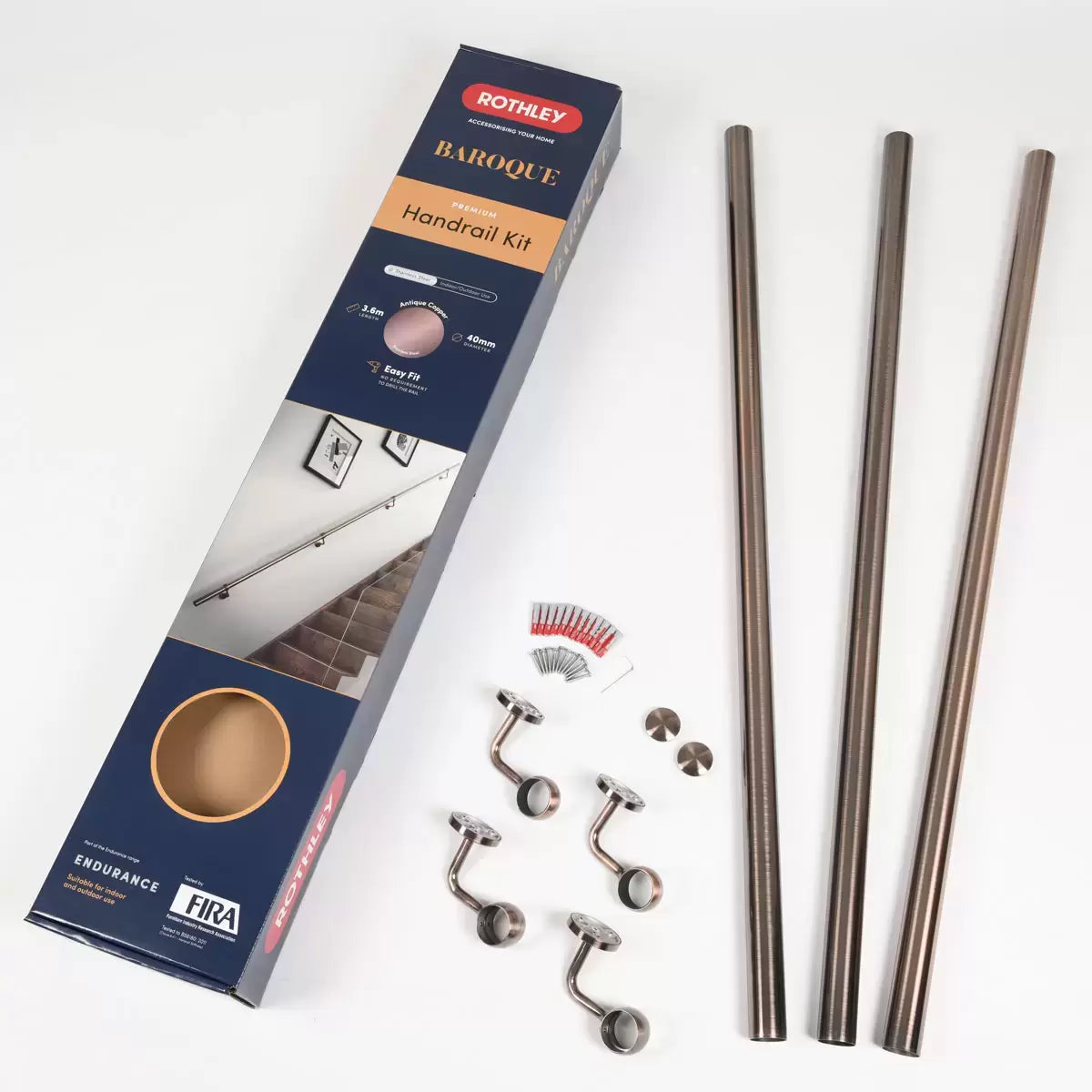 Rothley Stainless Steel Hand Rail Kit, 3.6m - available in 3 Finishes