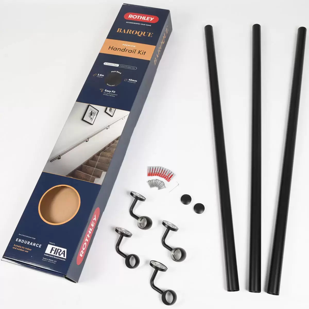 Rothley Stainless Steel Hand Rail Kit, 3.6m - available in 3 Finishes