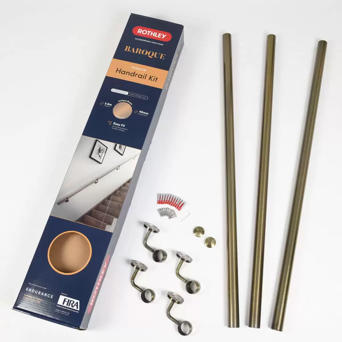 Rothley Stainless Steel Hand Rail Kit, 3.6m - available in 3 Finishes