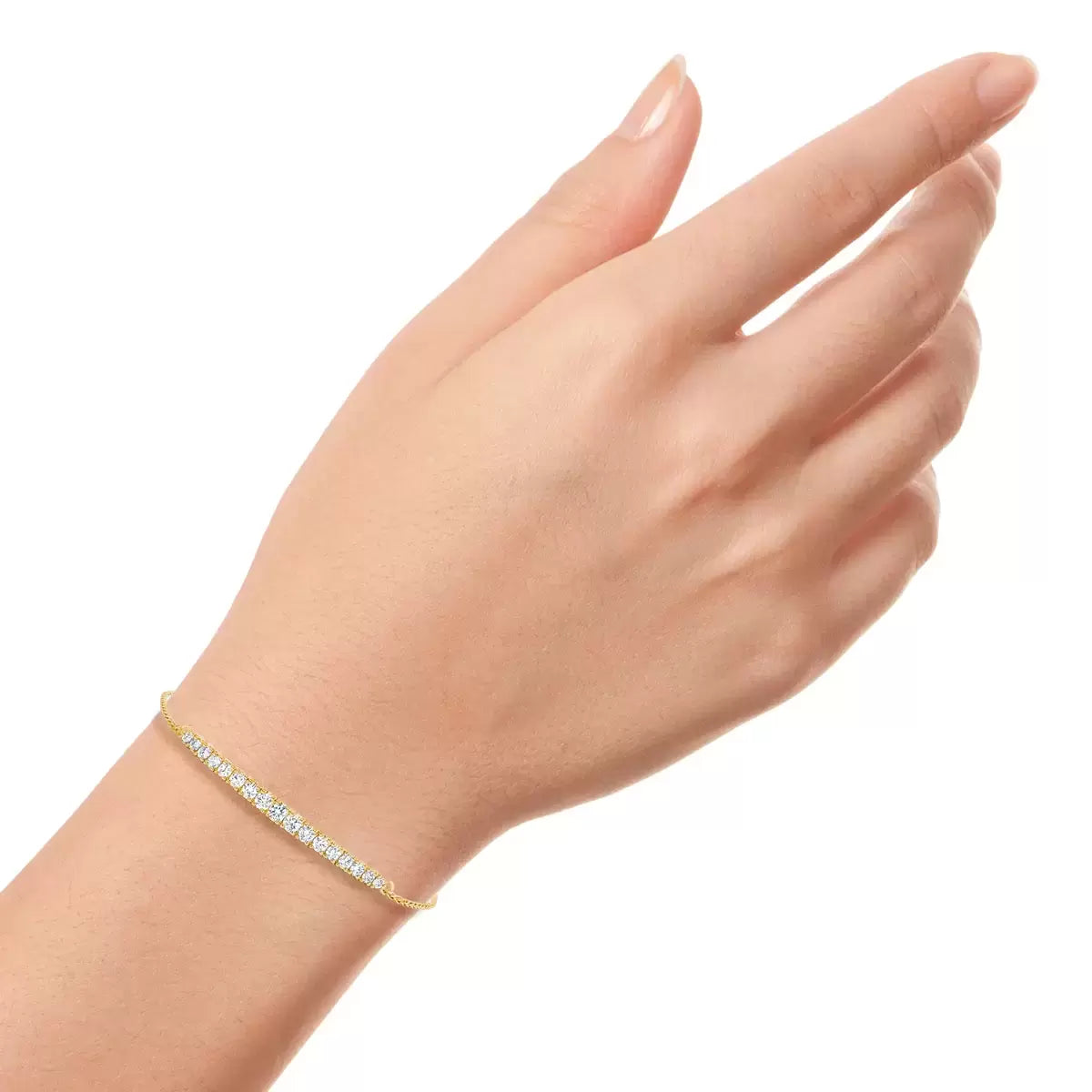 1.00ctw Round Brilliant Cut Diamond Bolo Bracelet, 14ct Yellow Gold