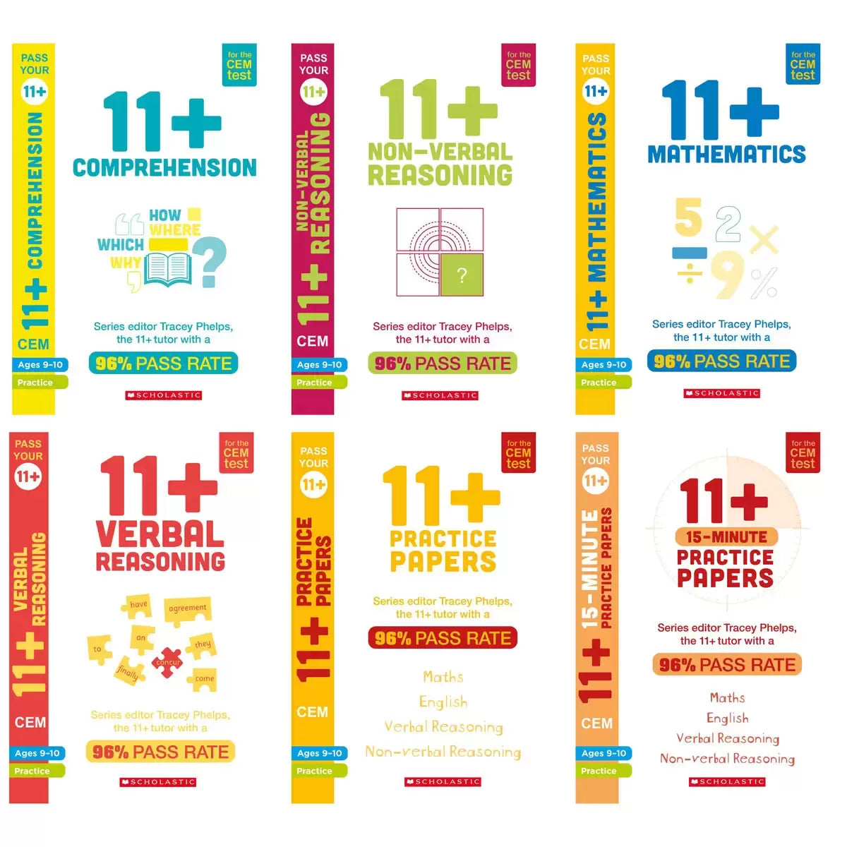 Scholastic CEM 11+ Practice & Revision x6 Book Collection in 2 Options: 9-10