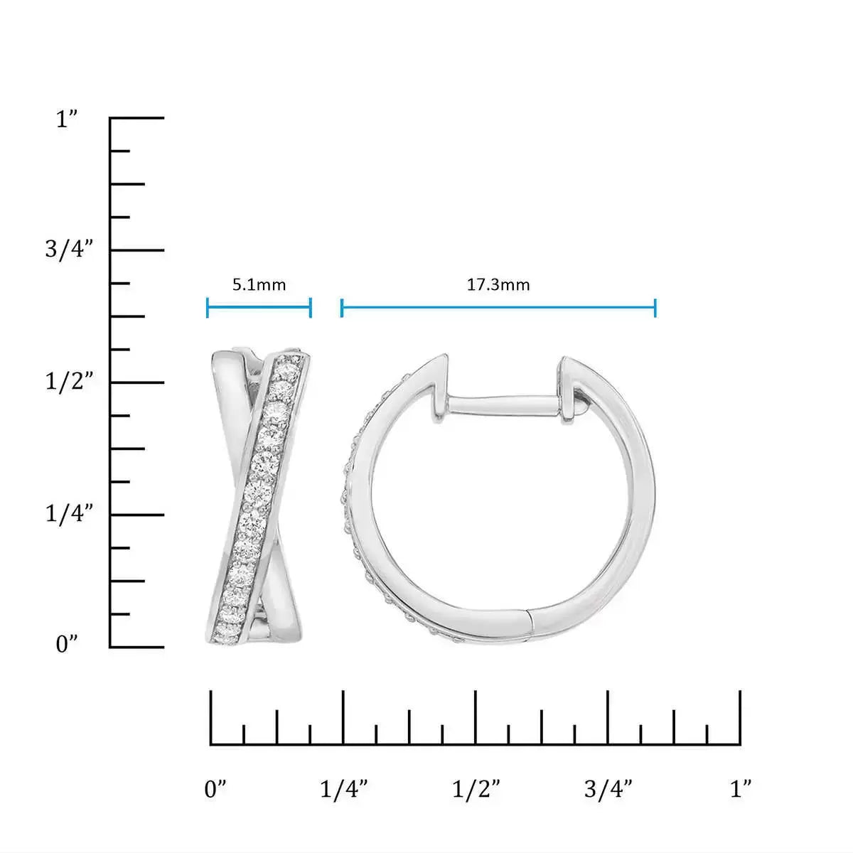 0.25ctw Cross Hoop Diamond Earrings, 14ct White Gold