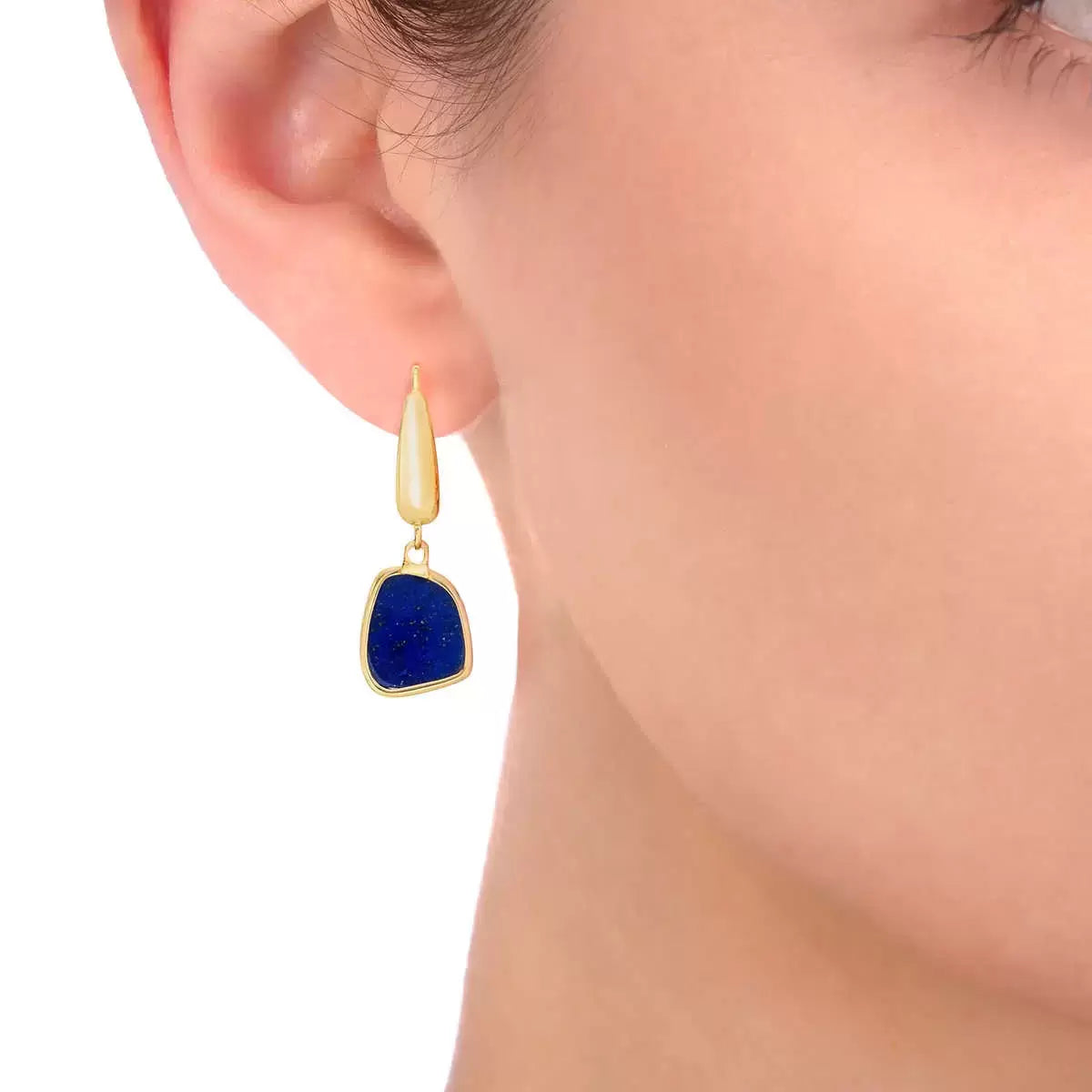 Lapis Earrings, 14ct Yellow Gold