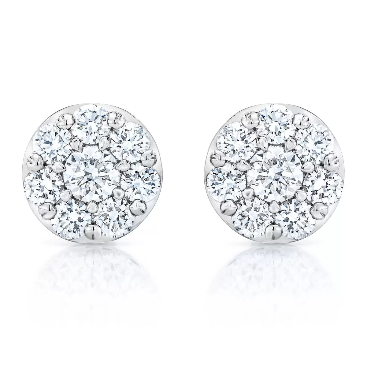 1.50ctw Round Brilliant Cut Diamond Stud Earrings, 14ct White Gold