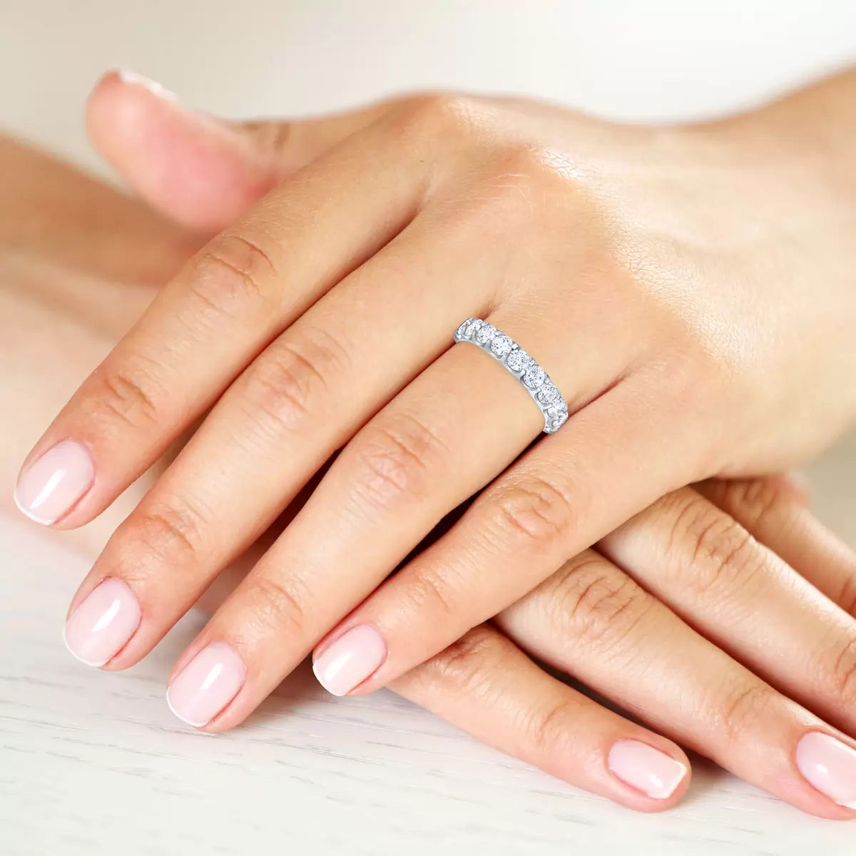 1.50ctw Round Brilliant Cut 10 Stone Diamond Ring, Platinum