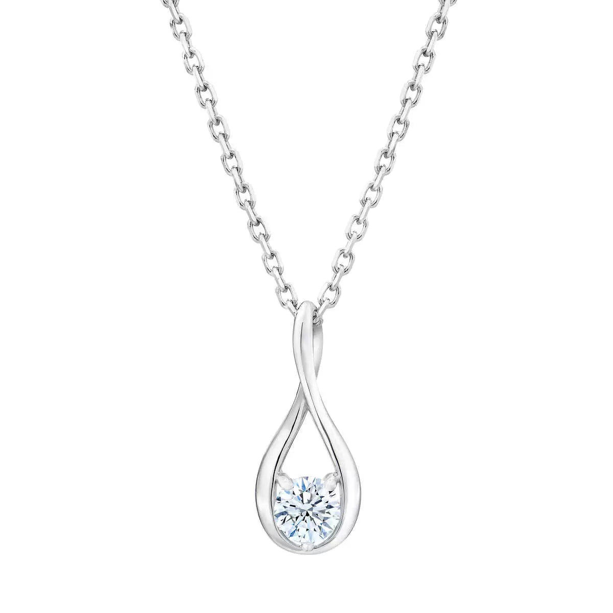 0.30ct Round Brilliant Cut Diamond Solitaire Pendant, 14ct White Gold