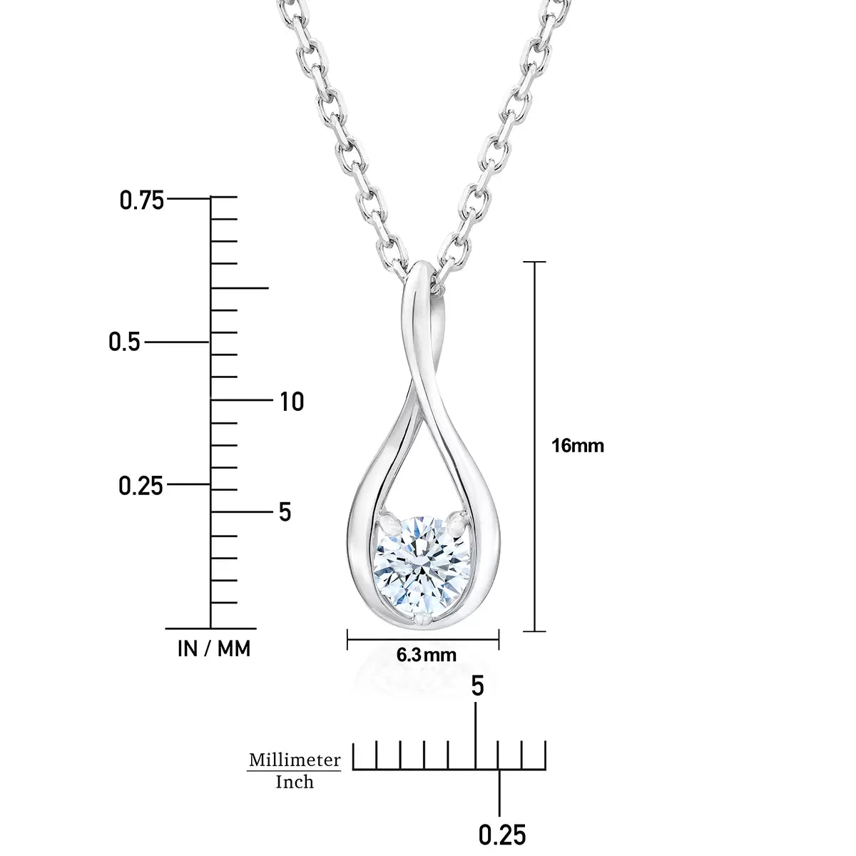 0.30ct Round Brilliant Cut Diamond Solitaire Pendant, 14ct White Gold