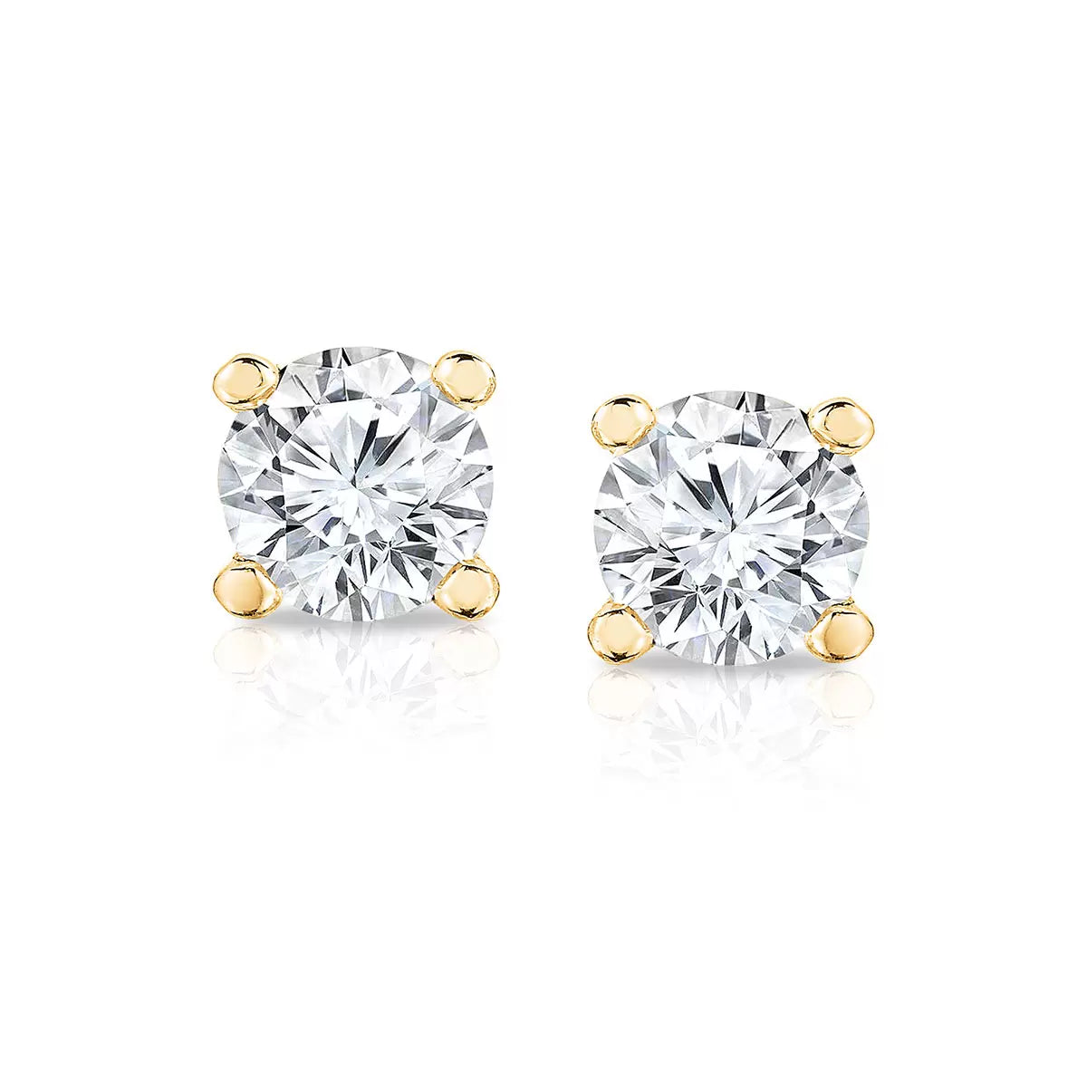 0.50ctw Round Brilliant Cut Diamond Stud Earrings, 18ct Yellow Gold