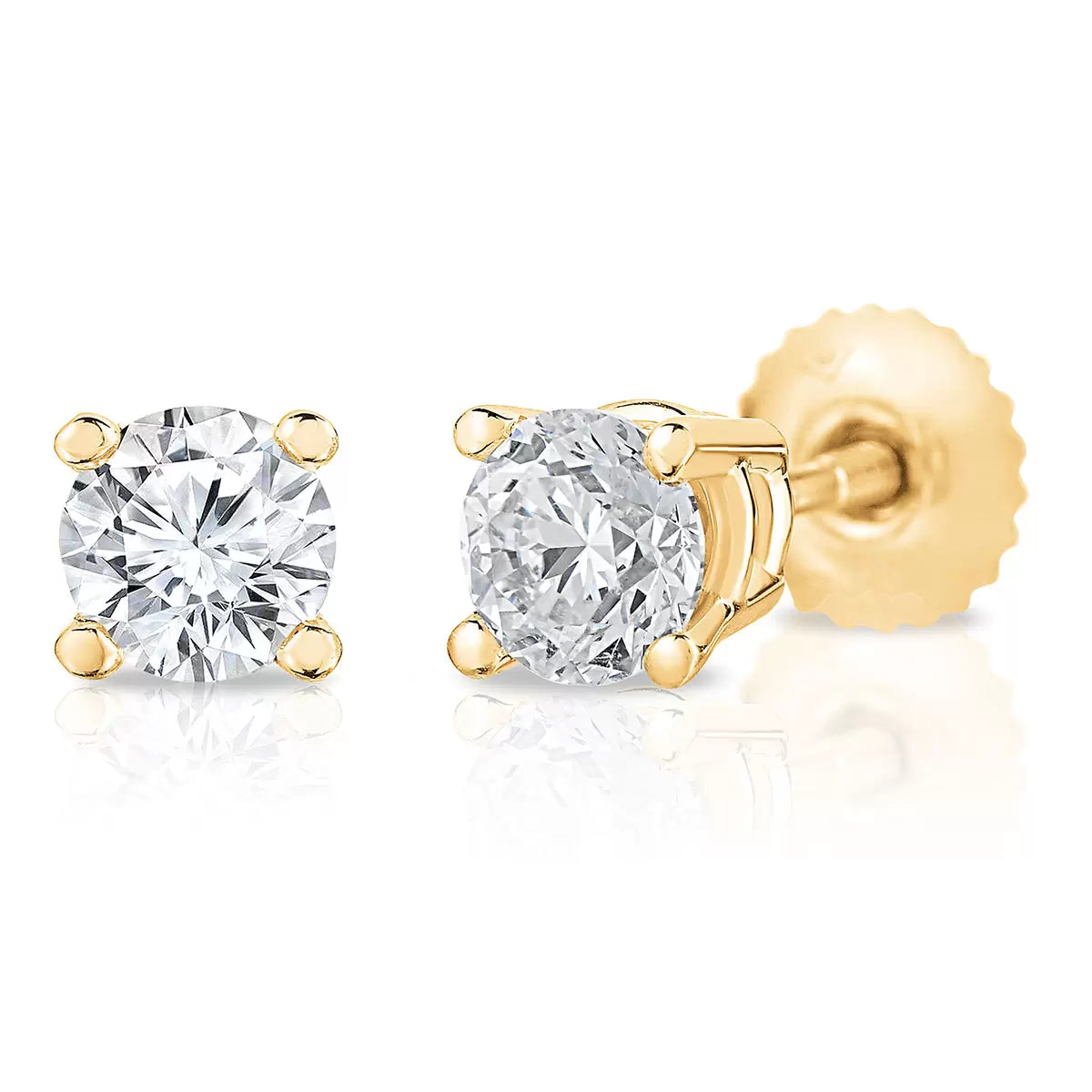 0.50ctw Round Brilliant Cut Diamond Stud Earrings, 18ct Yellow Gold