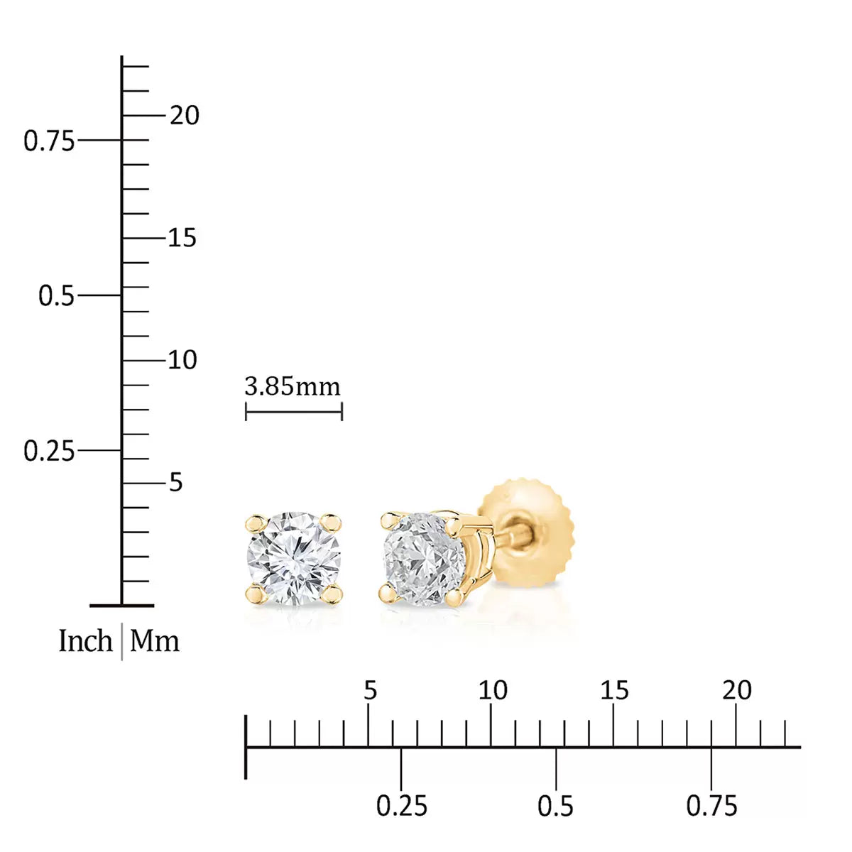 0.50ctw Round Brilliant Cut Diamond Stud Earrings, 18ct Yellow Gold