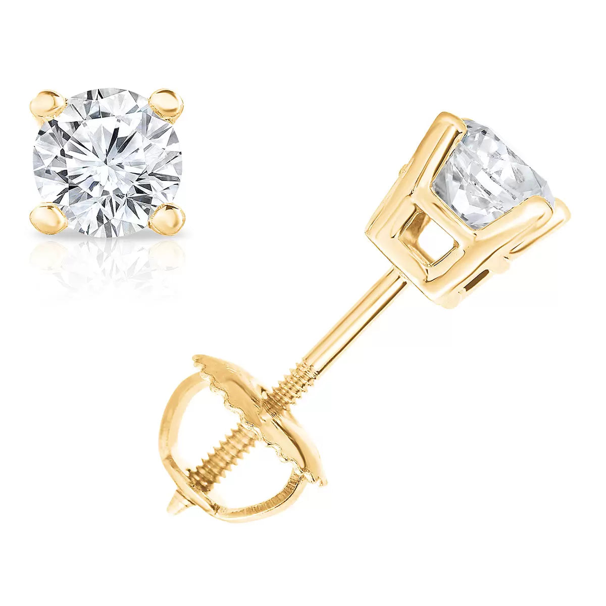 0.50ctw Round Brilliant Cut Diamond Stud Earrings, 18ct Yellow Gold