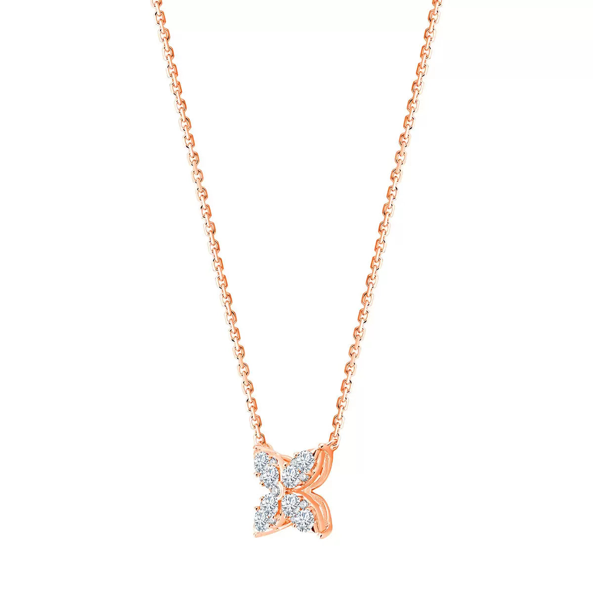 0.50ctw Round Brilliant Cut Diamond Flower Necklace, 14ct Rose Gold