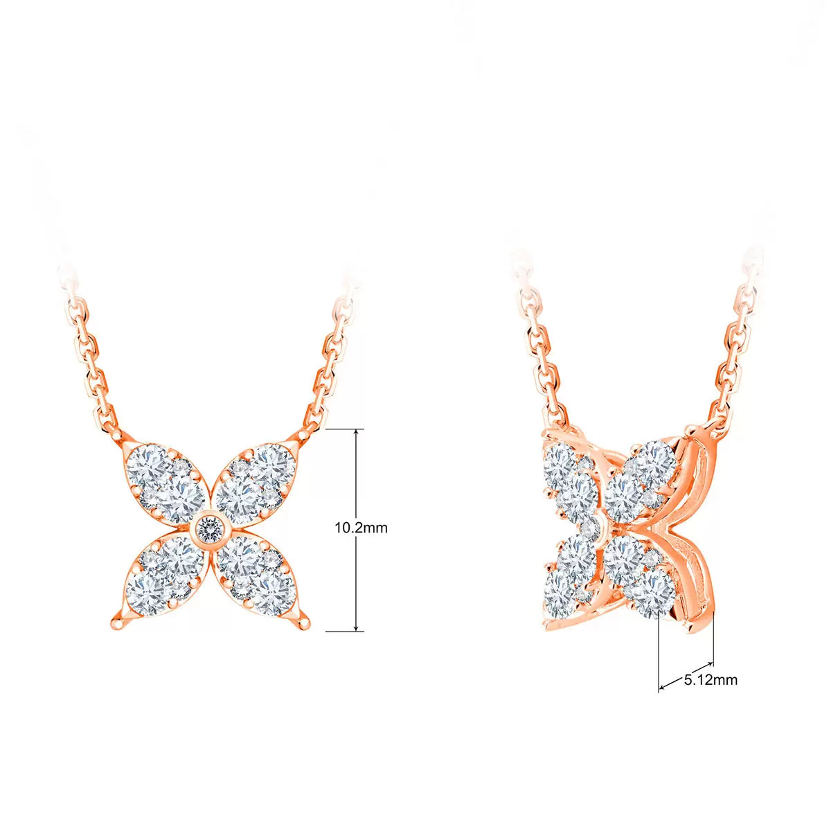 0.50ctw Round Brilliant Cut Diamond Flower Necklace, 14ct Rose Gold