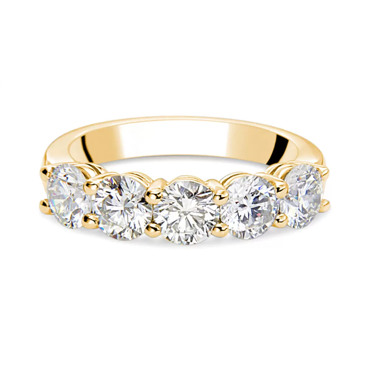 2.00ctw Round Brilliant Cut 5 Stone Diamond Ring, 18ct Yellow Gold