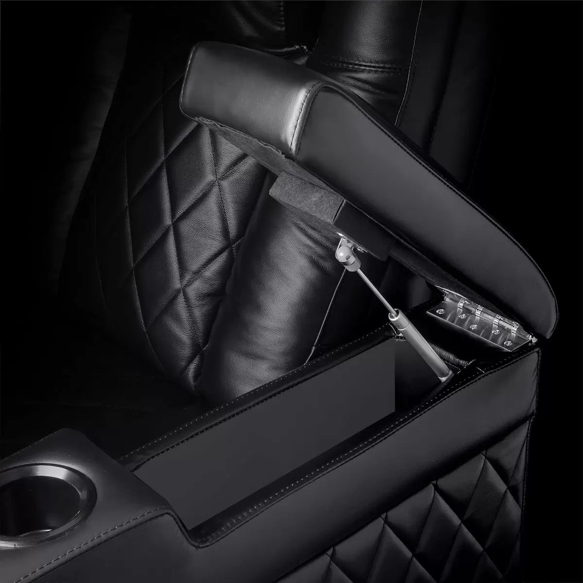 Valencia Tuscany Row of 4 Black Leather Power Reclining Home Theatre Seating