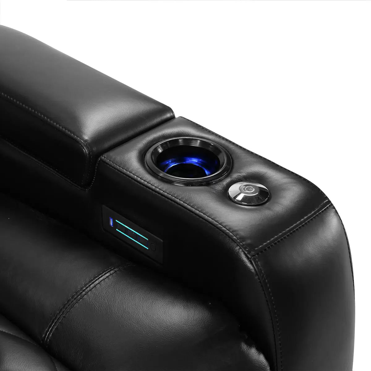 Valencia Tuscany Row of 5 Black Leather Power Reclining Home Theatre Seating