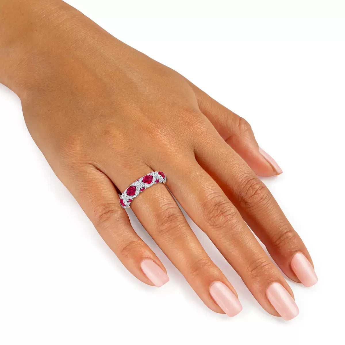 Oval Cut Ruby & 0.65ctw Diamond Ring, Platinum