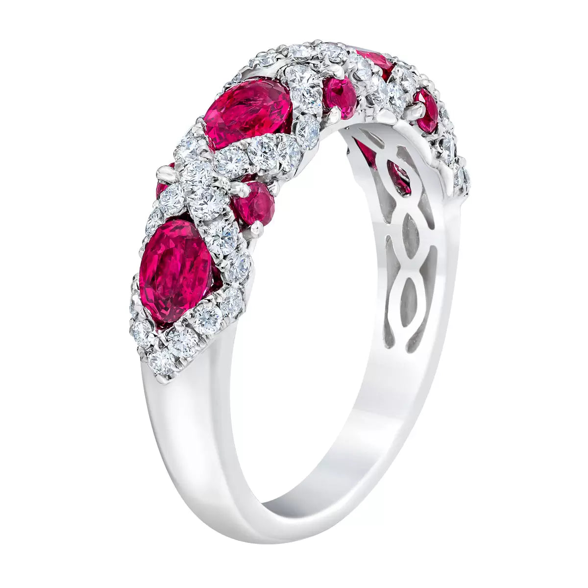 Oval Cut Ruby & 0.65ctw Diamond Ring, Platinum