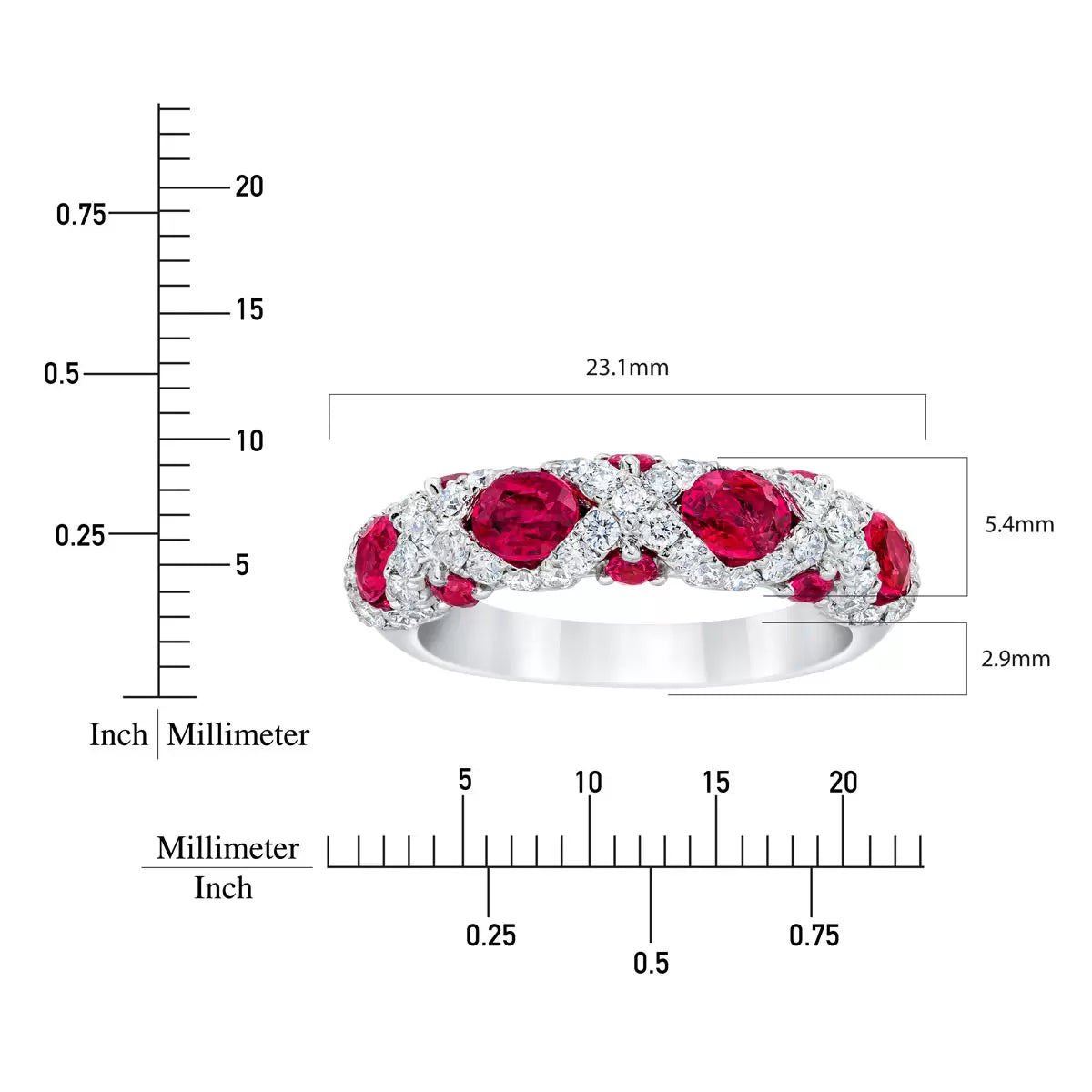 Oval Cut Ruby & 0.65ctw Diamond Ring, Platinum
