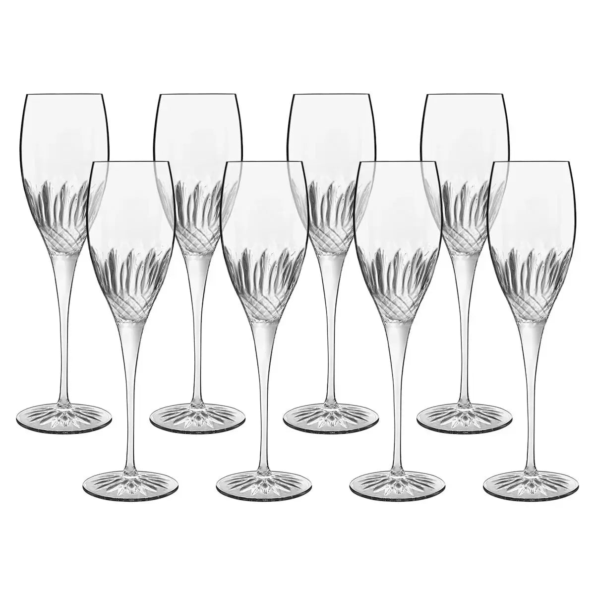 Luigi Bormioli Diamante Crystal Flute Glasses, 220ml, 8 Pack
