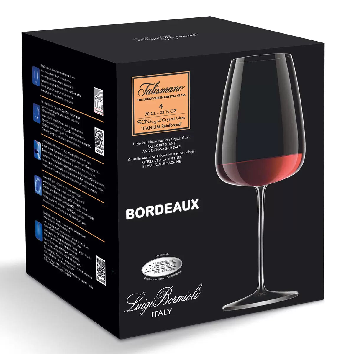 Luigi Bormioli Talismano Crystal Bordeaux Glasses, 700ml, 8 Pack