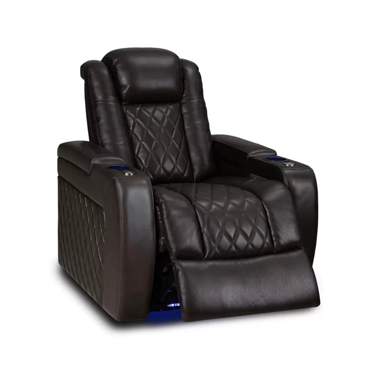 Valencia Tuscany Row of 5 Brown Leather Power Reclining Home Theatre Seating