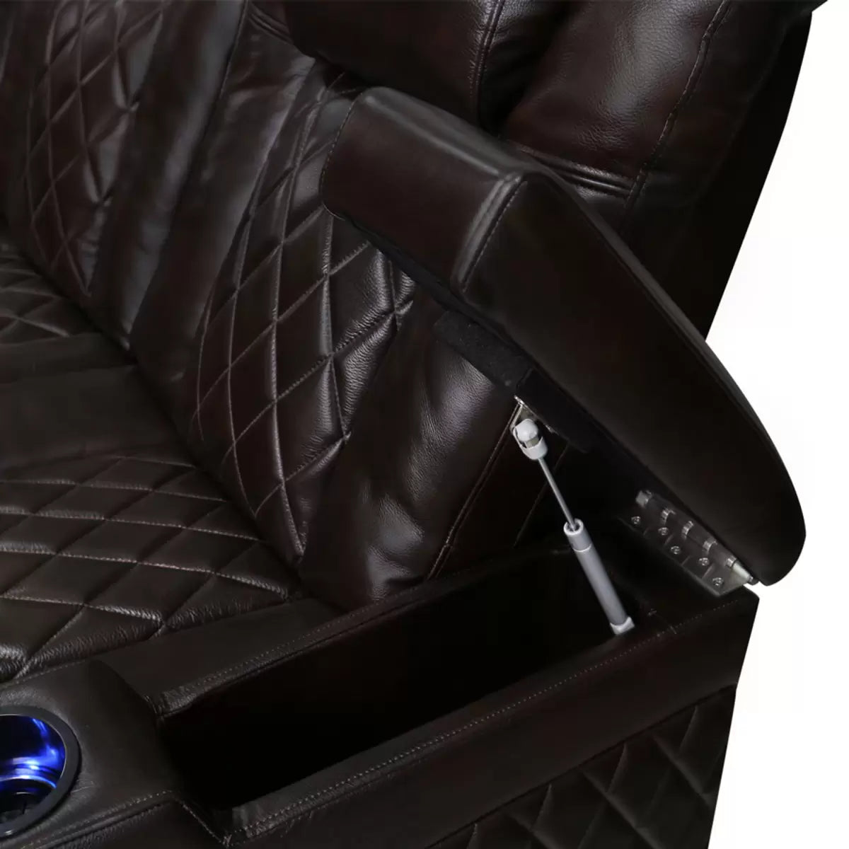 Valencia Tuscany Row of 5 Brown Leather Power Reclining Home Theatre Seating