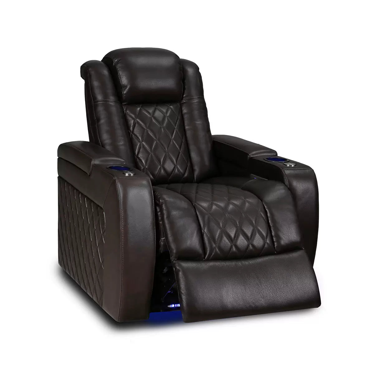 Valencia Tuscany Row of 2 Brown Leather Power Reclining Home Theatre Seating