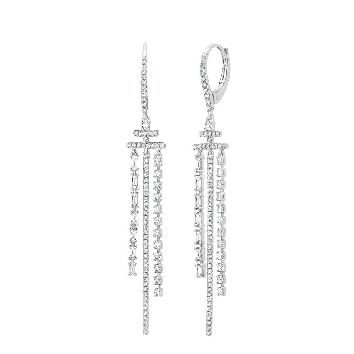 1.04ctw Round Brilliant Cut Diamond Dangle Earrings, 18ct White Gold