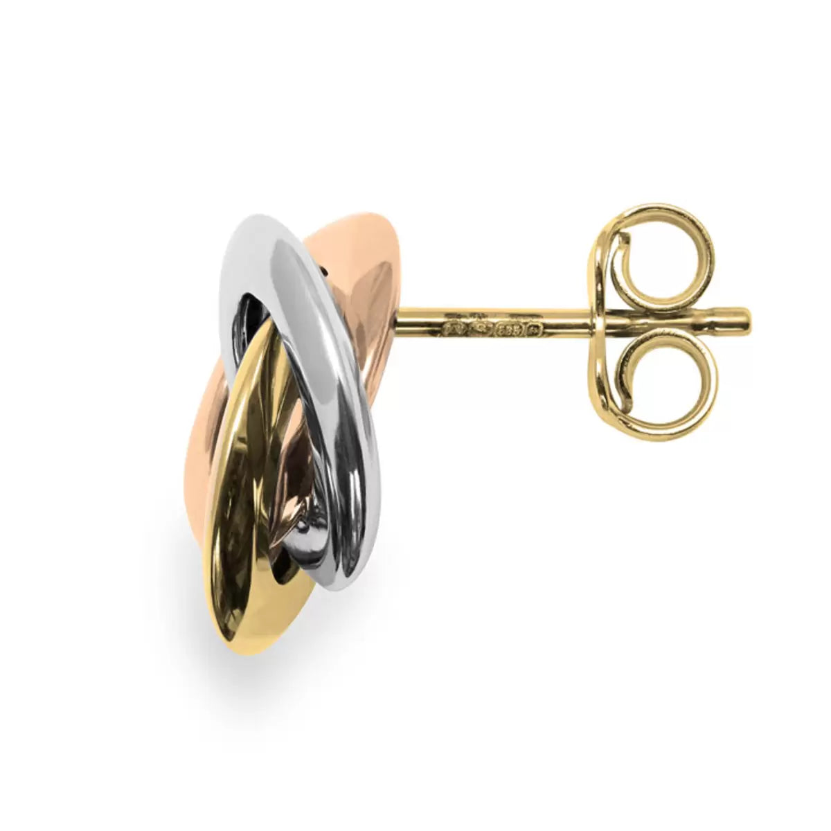 14ct Tri Colour Gold Knot Stud Earrings