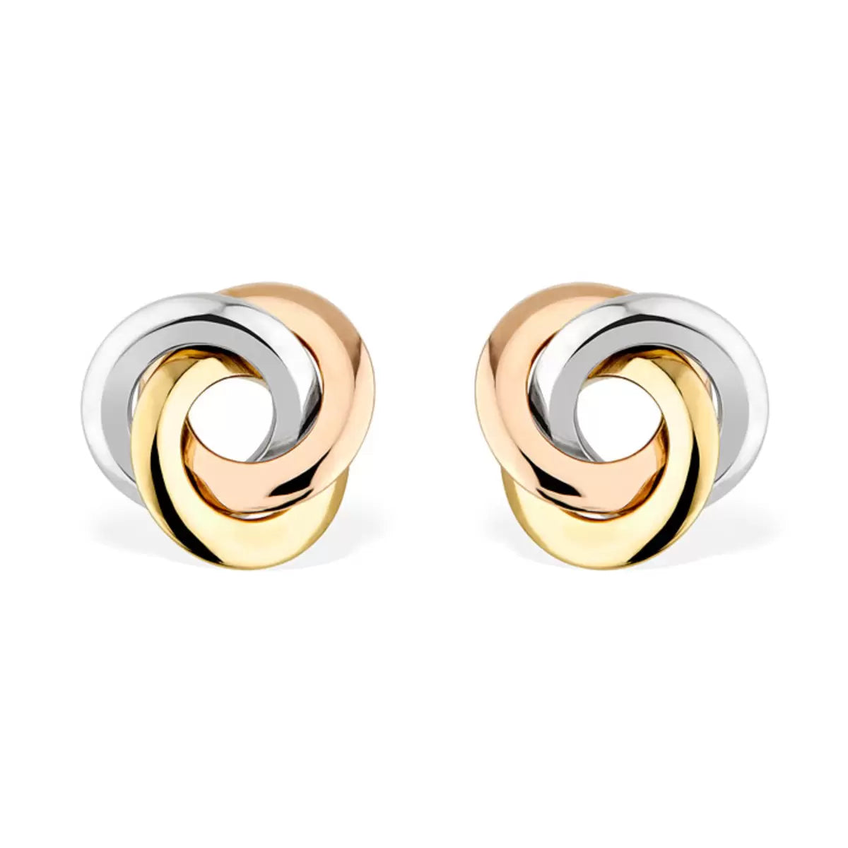 14ct Tri Colour Gold Knot Stud Earrings
