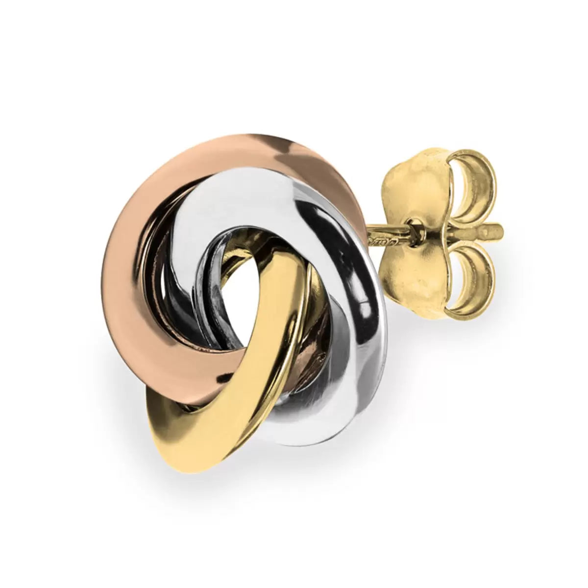 14ct Tri Colour Gold Knot Stud Earrings