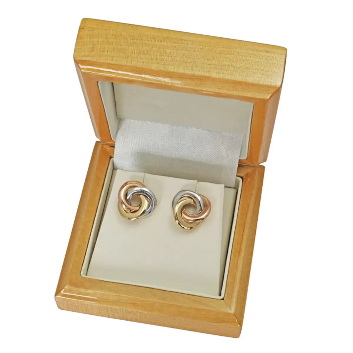 14ct Tri Colour Gold Knot Stud Earrings