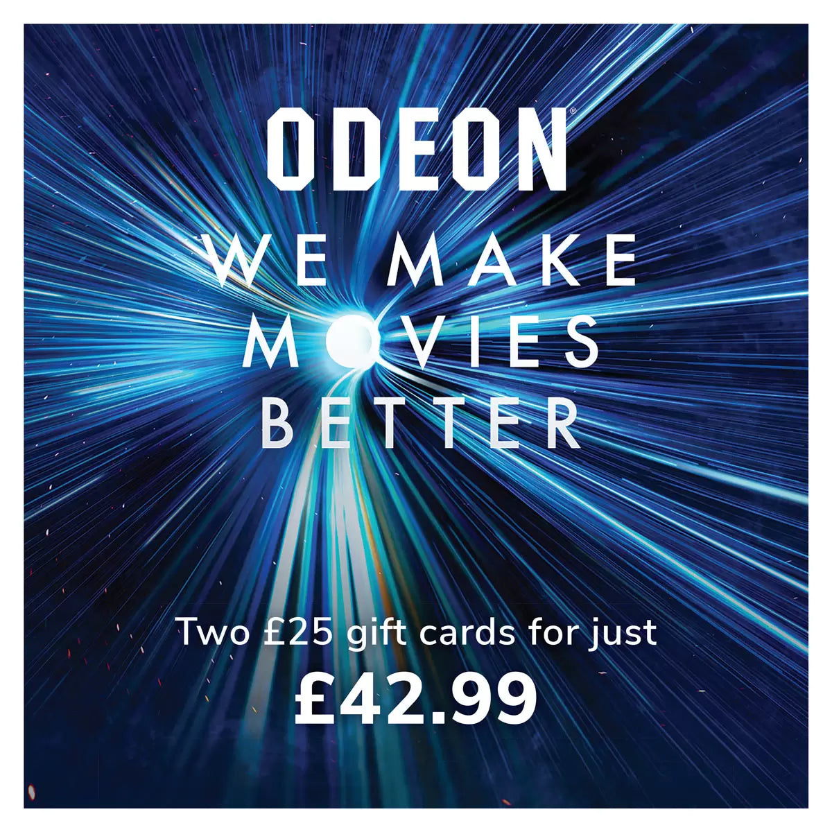 £50 Odeon Cinema Gift Cards Multipack (2 x £25)