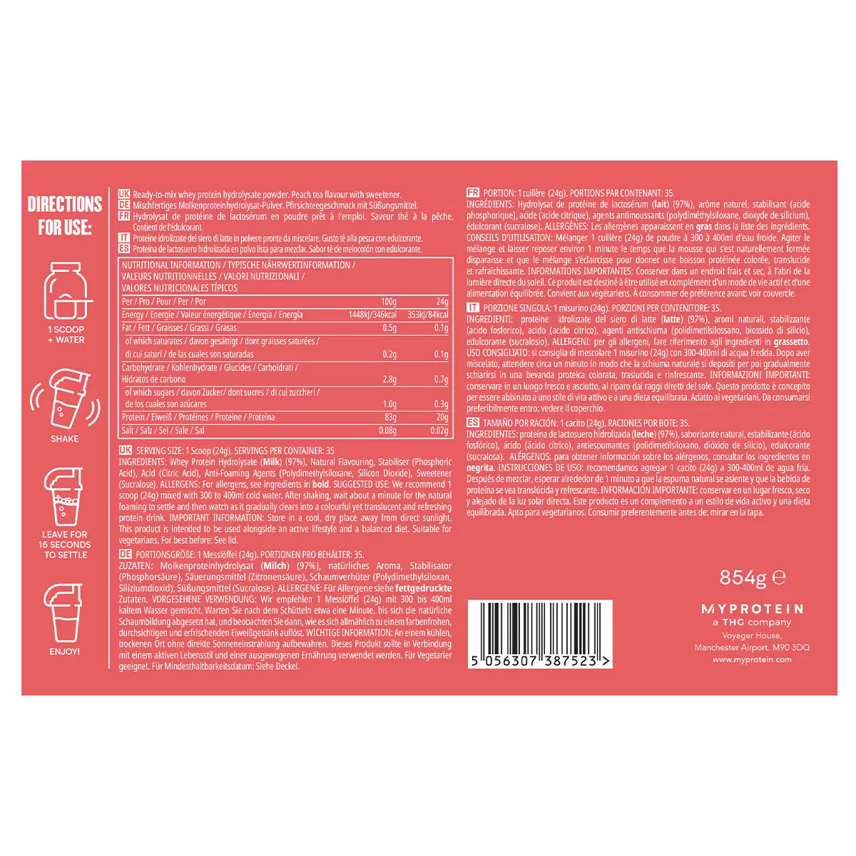 MyProtein Clear Whey Isolate Peach Tea, 854g
