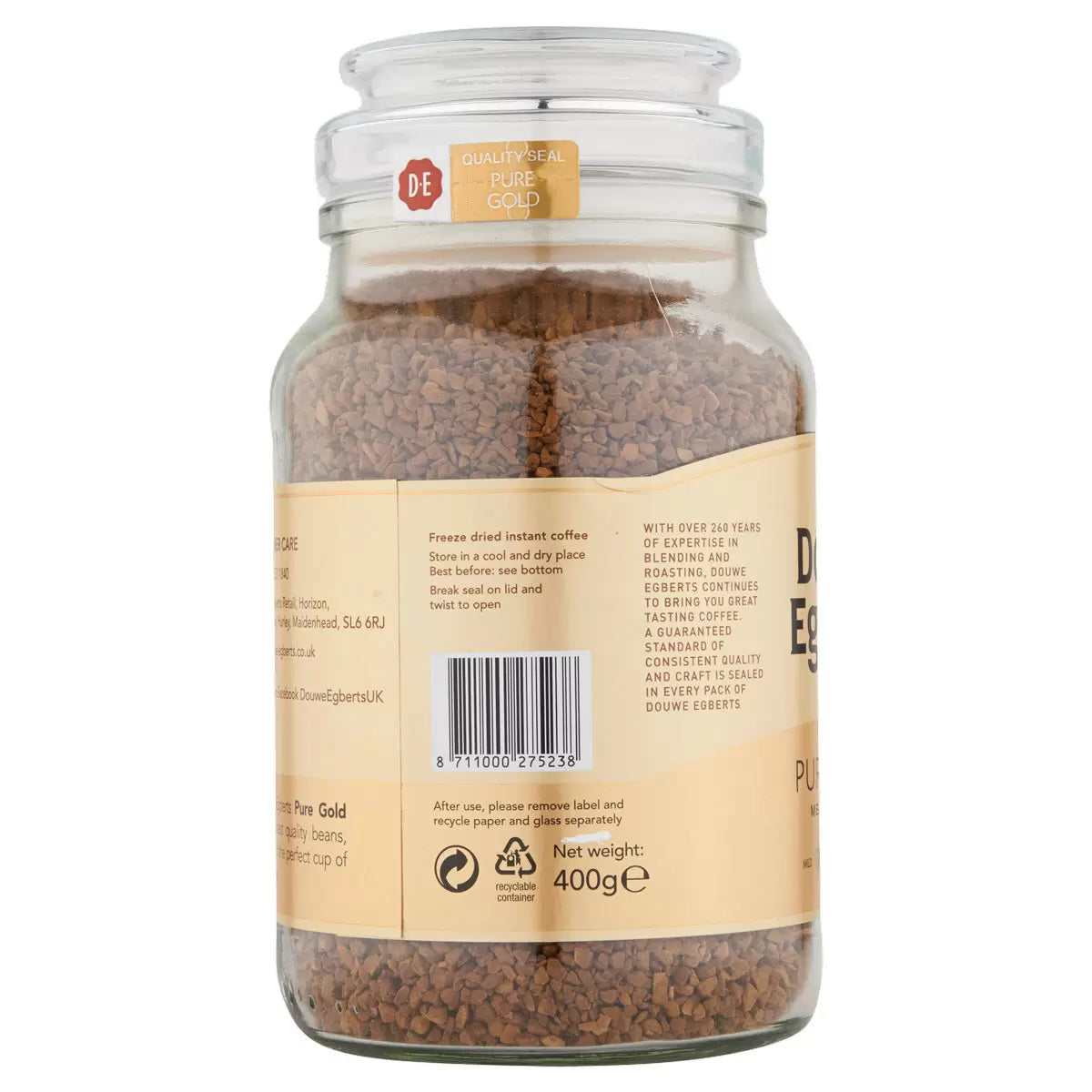 Douwe Egberts Pure Gold Coffee Granules, 6 x 400g