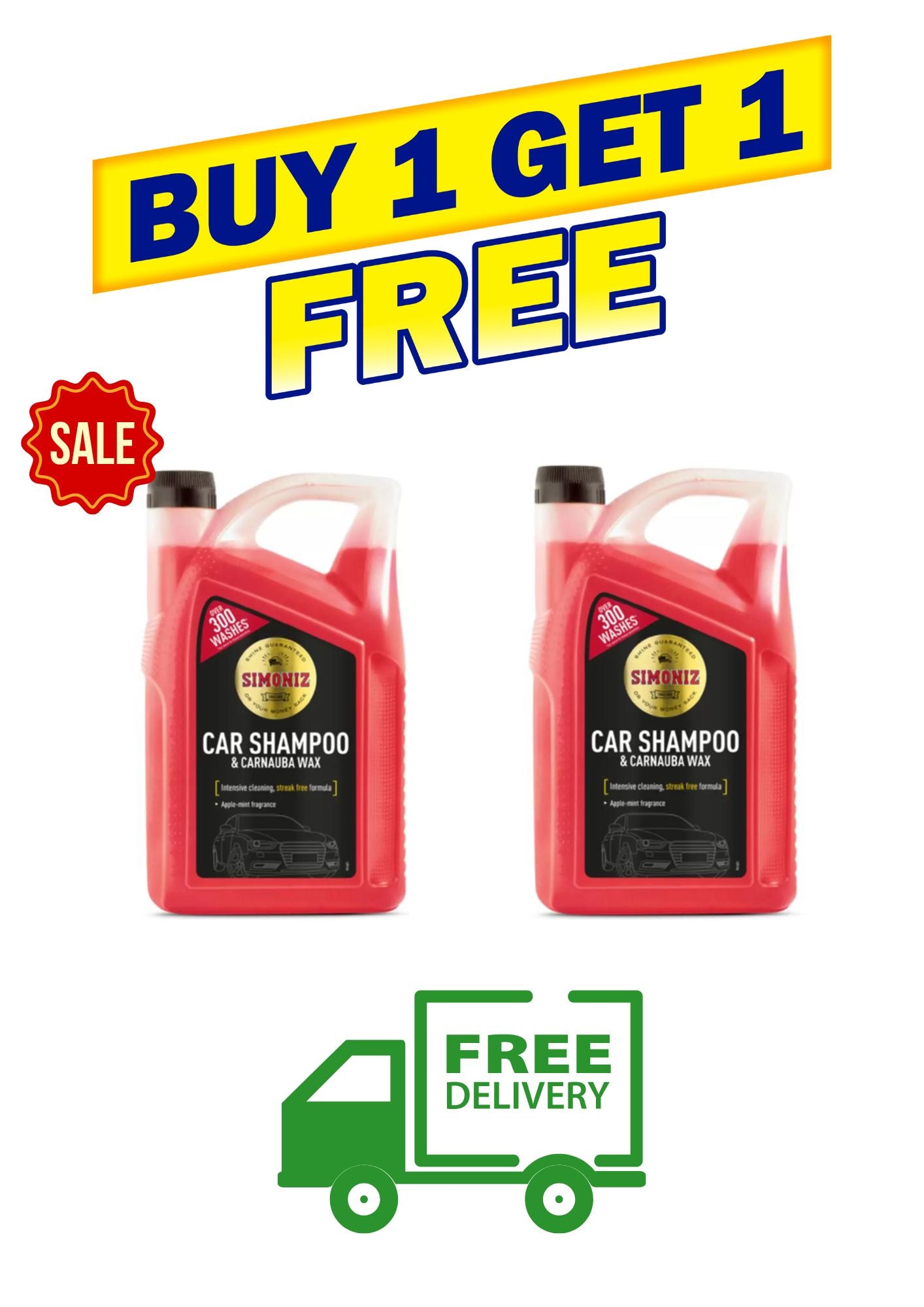 BUY 1 GET 1 FREE!! Simoniz Car Shampoo with Carnbuba Wax - 5 Litre